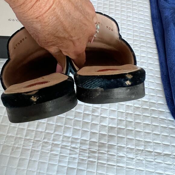 GUCCI Princetown GG velvet shoes 8.5M US sizing 38+ blue Excellent pre-owned - Picture 10 of 14
